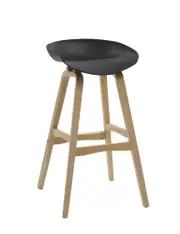 RAPIDLIINE VIRGO BAR STOOL Oak Timber Frame and Polypropylene Black Shell Seat