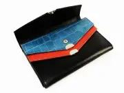 Samsonite 3-Flap Wallet, Bonded Leather, Card Slots, ID Fob, Key Ring, Faux Croc