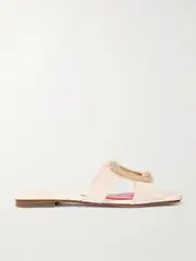 [Roger Vivier] Roger Vivier - Nagoya Embellished Cutout Leather Slides - Off-white - IT39 IT 39 Off-white