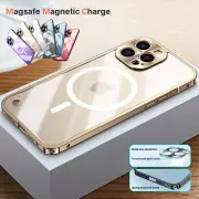 For iPhone 16 15 14 13 12 Magsafe Case Metal Hard Cover Aluminium Shockproof