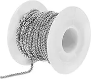 ARTSEWPLY 1 Roll 10 Stainless Steel Beaded Chain Square Bead Necklace Chain for DIY Jewelry Making Bracelets and More