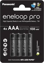 Panasonic Eneloop Pro AAA Pre-Charged Rechargeable Batteries, 4-Pack