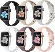 [Witzon] 6 Pack Sport Band for Apple Watch Band 41mm 40mm 38mm for Women Men, Slim Soft Breathable Strap Sport Replacement for iWatch Apple Watch Ultra 2 SE Bands Series 9 8 7 6 5 4 3 2 1, Style A