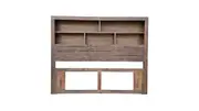 Brighton Rustic Pine Headboard with Book Shelf - Queen - Espresso