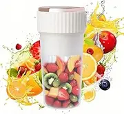 Wireless Charging 6-Blade Electric Juicer Mini Portable Blender - USB Rechargeable Personal Smoothies and Shakes - Mini Waterproof 450ml BPA-Free Cups (White)