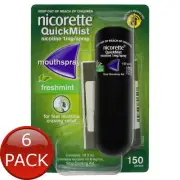 6 x Nicorette Quickmist Sngl Spry 13.2Ml 150