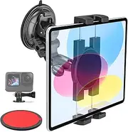EXSHOW Windshield Car Tablet Mount, Window Dashboard Tablet Holder, 95mm Powerful Suction Mount for iPad Pro 12.9/ Air/Mini, Galaxy Tab, iPhone, More 4-13'' Phone & Tablets,1/4'' Screw Tip for Camera