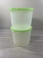 Tupperware Set of 2 Mini Canister 3 Cups Fridge Storage Gift Green Seals New!