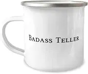 Unique Teller Gifts, Badass Teller, Funny Birthday 12oz Camping Mug Gifts Idea For Coworkers, Teller Gifts From Coworkers