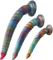 Threaded Huge Monster Dildo Anal Plug, Colorful Extra Long Anal Dildo Anal Masturbation Butt Plug with Suction Cup, Anus Dilator Sex Toys for Men(L)