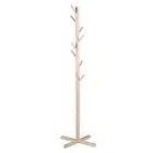 Wood Color Wooden Tree Coat Rack 8 Hooks Clothes Rack Stand For Coats Hats