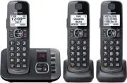 Cordless Phone Contrast Display, Expandable System with 3 Handsets Blk