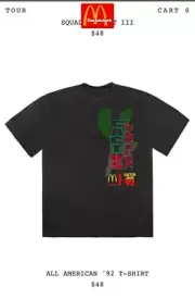 Travis Scott Cactus Jack All American '92 Black Tee McDonald's Size XL