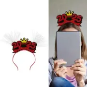 New Year Glitter Headband Bowknot Headwear Cosplay Glowing Headpiece Light up