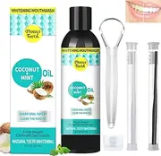 Coconut Oil Pulling Mouthwash Pus,237ml Natural Essential Oils Alcohol Free Mouthwash,Helps with Fresh Breath, Teeth Whitening, Gum Health