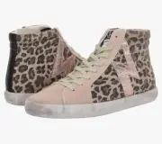 Sam Edelman Avon Womens Beige Green High Top Sneaker Shoes Size 7.5 M