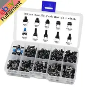 180PCS 10 Type 6X6 Light Touch Switch Push Button Switch Kit Assortment T2N9