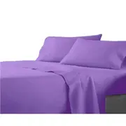 Premium Single KS Double Queen King Bed Flat Fitted Sheet Set Bed - Purple Double