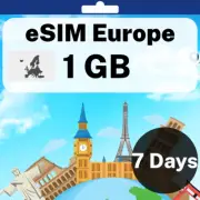eSIM Europe - 1 GB - 7 Days - Travel eSIM | QR code activation