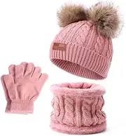 [YC-GREHUN] Winter Children's Hat, Scarf, and Gloves Set - Knitted Warm Neck Protector for Toddler Boys Girls 1-5 Years Old