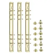 A5 Ring Binder Mechanisms, 3 Set 6-Hole Replacement Binder Planners, Gold Tone