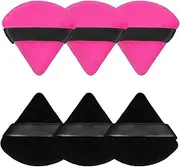 YBVABE Triangle Powder Puff Makeup Sponge,6 Pcs Ultra Soft Made of Cotton Velour With Strap,Designed for Contouring,Under Eyes And Corners,Beauty Blender Foundation Blending Container(Black&Rose Red)