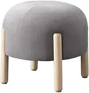 Round Footstool, Soft Cotton Shoe Bench, Modern Solid Color Ottoman for Children, Cute Dressing Stool Gray
