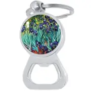 Irises Painting Bottle Opener Keychain - Metal Beer Bar Tool Key Ring