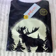 New tags XS (4-5) Short Sleeve T shirt Black Moose Trees with Glow in Dark Moon