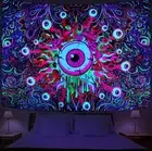 Blacklight Magical Eye Eyeballs Tapestry UV Reactive Abstract 60" x 83" Neon New