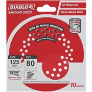 Diablo 125mm 80 Grit Multi Surface Orbital Sanding Discs - 10 Pack