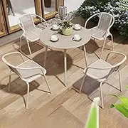 Snaweo Small Conference Room Negotiation Table Sets, Office Reception Round Table, Coffee Table and Chair Set, Business Conference Room Coffee Table, 1 Table and 4 Chair