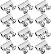 Create idea 50pcs 12mm Steel Wire Rope Cable Clamp 3mm Metal Wire Rope Kit Double Hole Copper Clamp for Diameter 1-2mm Hanging Wire Photo Wire Garden Wire
