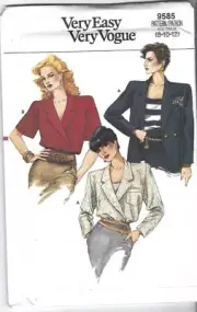 Vogue Sewing Pattern 9585 Vintage Shirt, Camisole, Size 8 - 12, Uncut