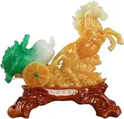 Chinese Feng Shui Statue Ornaments Chinese Wealth Prosperity Horse/Cabbage Sculpture, Immediately Make A Fortune, Home Decor Collectible Gift,Yellow,small/4189 (Color : Yellow, Size : L)