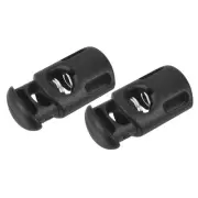 Plastic Cord Lock (0.35" x 0.24")11pcs, Single Holes Spring Loaded Stopper Black