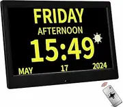 ACDOKE Digital Calendar Day Clock 10 Inch, 12 Electronic Calendar Day Date, Digital Clock for Memory Loss Elderly Seniors Dementia Alzheimers, Non-Abbreviated Day&Month, 8 Themes/6 Display Effects