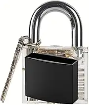 KREZMHLD Combination Lock Padlock with Black Silicone Case for Home and Office Security, 50MM, Silver