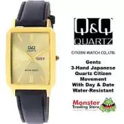 AUSSIE SELER GENTS LEATHER BAND WATCH DAY & DATE CITIZEN MADE A162-100 WARANTY