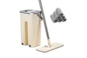 ZUNI Flat Mop and Bucket Floor Mop Cleaner Set Wet Dry w/ 6 Heads