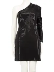 Black Sequinned One Shoulder Dress