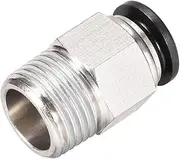 uxcell Straight Pneumatic Push to Quick Connect Fittings 1/2NPT Male X 12mm Tube OD Silver Tone