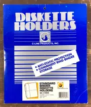 C-Line 5.25" Disk Diskette Holders #61858 3-Ring Binder Sleeve 7 Unused Open Box