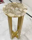 Brown Agate Console Drink Table Top, table top 12 inch with 28 inch metal legs