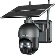 Xega 4G LTE Cellular Security Camera Outdoor Solar Camera Wireless, 2K HD Color Night Vision PTZ 360° View, Smart Motion Detection, 2 Way Talk, No WiFi, SIM Card Included, IP66