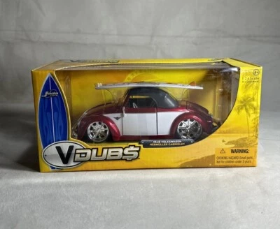 EXTREMELY RARE VW Beetle Hebmuller Tuning Soft Top 1949 Red/ White 1:24 Jada