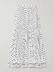 [Balmain] Balmain - Ruffled Pleated Polka-dot Crepe Maxi Skirt - White - FR 36 FR 36 White