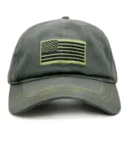 USA American Flag Baseball Cap Embroidered Polo Style Military Army Hat-Green