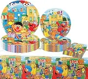 Sesame Street Party Tableware Set, Decorative Birthday Party Tableware, Children's Party Tableware, Party Supplies Set, Cartoon Birthday Decoration