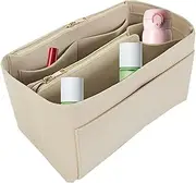 [Comebachome] Purse Organizer Insert, 30x16x16cm Felt Purse Insert Organizer with Multi-compartment and Zipper, Tote Bag Inserts for Handbags
